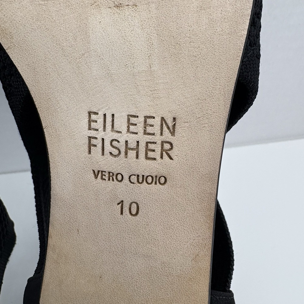 Eileen Fisher Women's Size 10 Black Ferris Knit Peep Toe Block Heel‎ Sandals - Picture 10 of 10